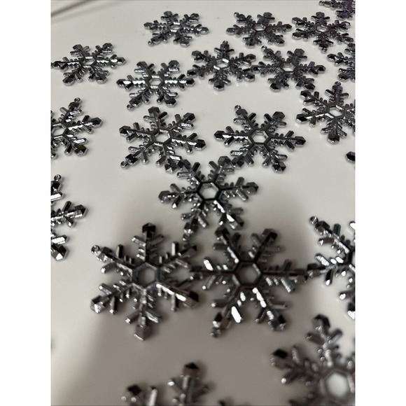 Silver Snowflake Pendants/Charms -Set of 30- Antique or Bright Finish -1 Inch - Picture 3 of 6